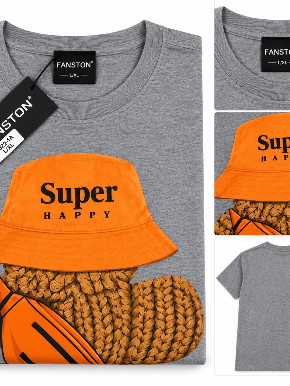 Kids Orange 'Super Happy' Bucket Hat Tee